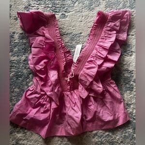 Elegant Pink Ruffled Blouse